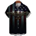 Men's US flag 3D print short sleeve shirt casual button down summer top fashion apparel - CSM-0427