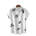 Men's casual Hawaiian short sleeve shirt with stylish black botanical leaf print design. - CSZW-2025 / S