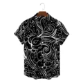 Men retro 3d ethnic print short sleeve shirt, vintage black white casual summer fashion top. - CSFG-0037