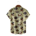 Men's Halloween short sleeve button down shirt featuring allover pumpkin witch hat print casual top - 3XL / Tops / HJCS-2337