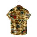 Men's Summer Casual Short Sleeve Hawaiian Shirt Tropical Camo Coconut Tree Print Beach Top - S / Tops / Army Green Tropical Island (CSZW-1023)