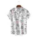 Men's Summer Casual Hawaiian Shirt Short Sleeve Vacation Beach Doodle Print Button Down - S / Tops / Vacation Style Graffiti (CSZW-1024)