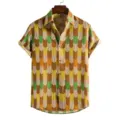 Herren Kurzarm Hawaiihemd geometrischer Print Button-Up Freizeit Sommer Hemd Top. - S / Oberteile / Mehrfarbig