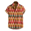 Herren kurzarm hawaiihemd freizeit knopfleiste geometrischer druck sommertop kleidung - Rx-cs-470-15 / S