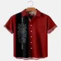 Chemise homme manches courtes rouge noir colorblock motif tribal 3D impression ete haut - 3XL / Style Imprimé Tribal Rouge Noir (CSDX-100)