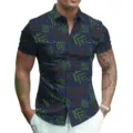 Men's short sleeve button down shirt summer 3D pine cone printed casual fashion top - S / Style 3 (Pine Cone Print)