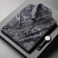 Men plus size short sleeve digital floral print shirt fashion casual summer button tops - Black 9205