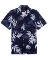Men short sleeve Hawaiian shirt tropical palm print casual beach vacation summer button down top - F01-YSCS1000007-15 / S