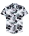 Men's short sleeve Hawaiian shirt with tropical palm tree leaf print for summer beach casual. - F01-YSCS1000007-14 / S