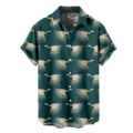 Men's casual short-sleeve Hawaiian shirt featuring a stylish all-over crane print pattern. - S / QWS956-2