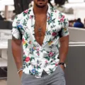 Chemise hawaienne à manches courtes pour homme motif floral été plage vacances haut - 3XL / Floral Multicolore Blanc
