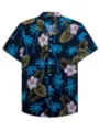 Men short sleeve Hawaiian shirt casual floral tropical beach summer button down shirt. - S / Tops / Navy Palm
