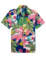 Men's tropical floral printed short sleeve Hawaiian shirt casual beach holiday button down top - S / Tops / Blue with Pink and Green