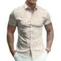Men's short sleeve 3D digital print shirt with geometric swirl pattern for summer casual wear. - S / Style 17 (Geometric Swirl Print)