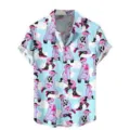 Homme manches courtes nouveauté meme impression chemise été casual bouton col revers - 3XL / Haut-Style Imprimé Homme Musclé et Nuage (CSDX-106)