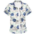 Men's summer casual short sleeve floral Hawaiian lapel shirt with white inner tee. - 3XL / Tops / Blue-Gray Floral (HJ-b752)