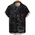 Men's vintage world map print short sleeve casual shirt summer hawaiian holiday top - S / Tops / Multicolor