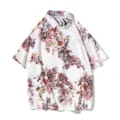 Men's summer Hawaiian floral shirt, casual loose short sleeve button down top for daily wear. - M / Style 1
