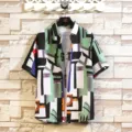Summer new Hong Kong style short sleeve lapel trendy thin beach vacation couple shirt - M / D375