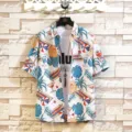 Summer new short sleeve lapel beach vacation casual shirt for men and women trendy - M / D372