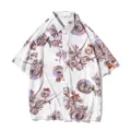 Men's Summer Hawaiian Floral Short Sleeve Shirt Loose Casual Button Down Shirt Top - M / Style 2