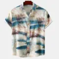 Men's short sleeve casual shirt with abstract artistic print summer fashion top variant - S / PNJ068