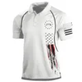 Heren patriotisch 1776 poloshirt met Amerikaanse vlag grafische print korte mouw top. - S / Wit
