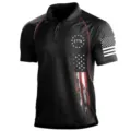 Heren 1776 Amerikaanse vlag poloshirt zomer casual korte mouw 3D digitale print top - S / Zwart