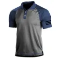 Men tactical outdoor short sleeve polo shirt colorblock athletic summer sports top - 3XL / Tops / Navy Blue (DPL-藏蓝色)