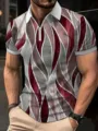 Polo homme à manches courtes et fermeture éclair avec imprimé vague 3D été haut mode - G32P733