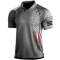 Heren 1776 Amerikaanse vlag poloshirt zomer 3D digitale print casual korte mouw top - S / Grijs