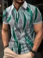 Hommes Mode 3D Imprimé Manches Courtes Fermeture Éclair Polo Été Haut Décontracté - G32P734