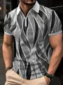Detail du polo homme imprime en 3d avec fermeture eclair et motif abstrait elegant. - G32P735