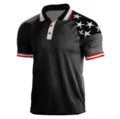Men tactical short sleeve polo shirt with US flag star shoulder and black finish. - 3XL / Tops / Black (HJ-1225-J8)