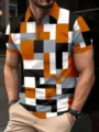 Chemise Polo zippée à manches courtes imprimé géométrique 3D homme vue détaillée - G32P740