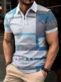 Homme 3D Imprimé Géométrique Manches Courtes Polo Fermeture Éclair Été Casual Haut - G32P776