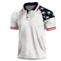Men's patriotic US flag colorblock short sleeve tactical polo shirt for summer outdoor wear. - 3XL / Tops / White (HJ-1225-J7)