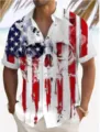 Men's US Flag Skull Print Summer Casual Short Sleeve Shirt Trendy Fashion Top Wear - Skull Flag Print
