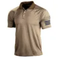 Men's outdoor tactical polo shirt, breathable short sleeve athletic top for summer daily wear. - 3XL / Tops / Khaki (HJ-1225-J13)