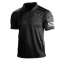 Men's tactical polo shirt black short sleeve outdoor sports athletic golf sportswear top - 3XL / Tops / Black (HJ-1225-J12)