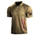Men's outdoor tactical polo shirt short sleeve summer casual military style top - 3XL / Tops / Khaki (HJ-1225-J26)