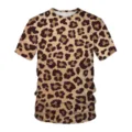 Detailed close-up view of mens short sleeve t-shirt featuring allover leopard print 3D graphic. - 6XL / Tops / SLX1869