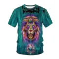 Mens 3D Lion Print T-Shirt Summer Casual Short Sleeve Psychchedelic Graphic Tee Top - XL / dyp-17176