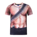 3D geprint spierborst t-shirt novelty grappig casual zomer top met korte mouwen voor heren. - 3XL / HJ-F10788