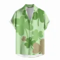Men's St. Patrick's Day Shamrock 3D Print Casual Short Sleeve Hawaiian Shirt Top - S / Tops / LAZB16-01