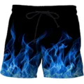 Men's 3D blue flame print summer beach shorts, breathable casual sport board shorts for men. - 6XL / XGSTK232