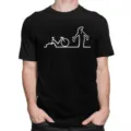 Men's black short sleeve t-shirt featuring fun white bicycle line art print for summer wear. - Bicycle Line Art Black