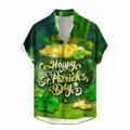 Men St. Patrick's Day 3D printed short sleeve Hawaiian shirt casual loose holiday button top - LAZB16-03