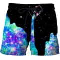 Men cosmic 3D printed beach shorts, casual summer sports swim trunks with adjustable drawstring. - 6XL / XGSTK236