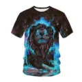 Men's 3D Lion Print Short Sleeve T-Shirt Summer Casual Cosmic Galaxy Tee Top Shirt - dyp-17174
